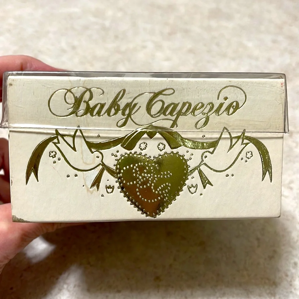 VINTAGE BABY CAPEZIO BLACK LEATHER MARY JANE CRIB SHOES IN BOX
